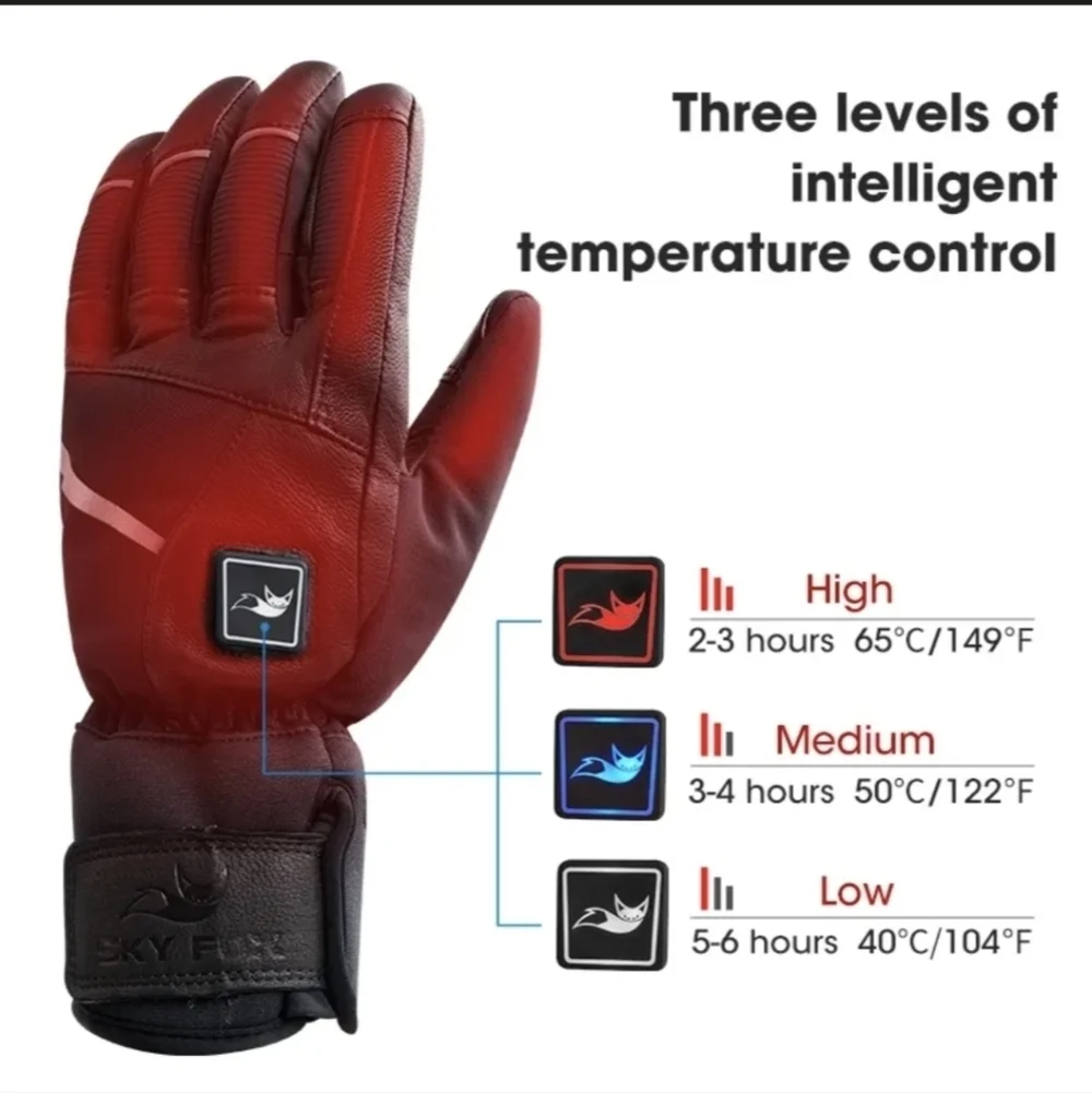 New Savior Intelligent Heating Sky Fox Unisex Battery Heated Gloves XS 6